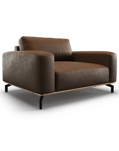 Fauteuil en Cuir Véritable Marc marron foncé - 154x104x84 cm