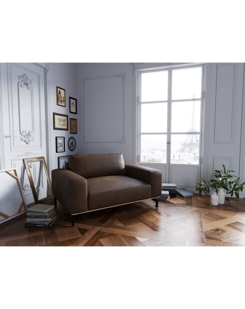 Fauteuil en Cuir Véritable Marc marron foncé - 154x104x84 cm