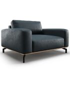 Fauteuil en Cuir Véritable Marc bleu - 154x104x84 cm