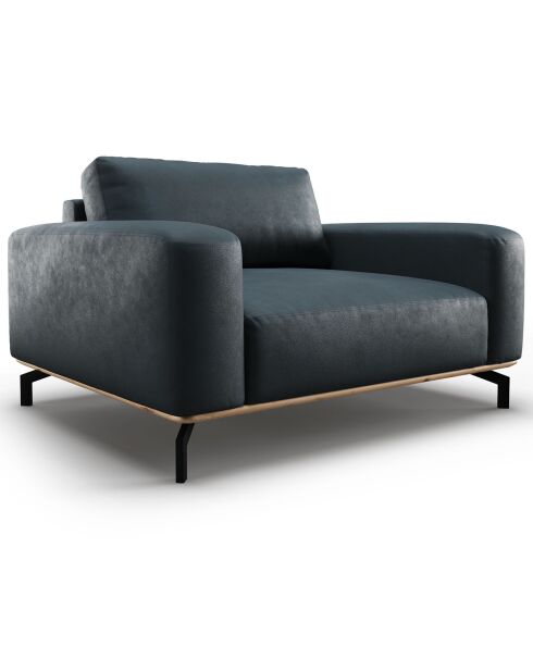 Fauteuil en Cuir Véritable Marc bleu - 154x104x84 cm
