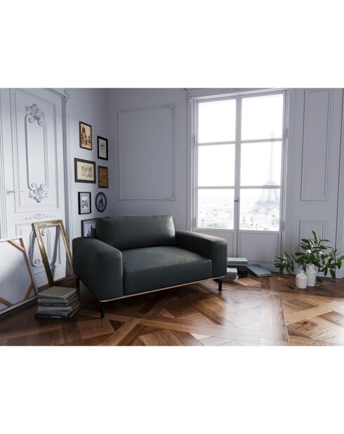 Fauteuil en Cuir Véritable Marc bleu - 154x104x84 cm