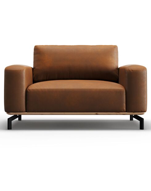 Fauteuil en Cuir Véritable Marc marron - 154x104x84 cm