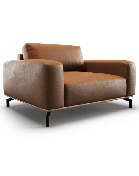 Fauteuil en Cuir Véritable Marc marron - 154x104x84 cm