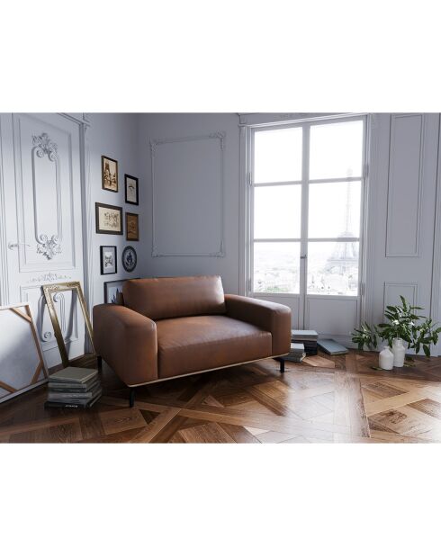 Fauteuil en Cuir Véritable Marc marron - 154x104x84 cm