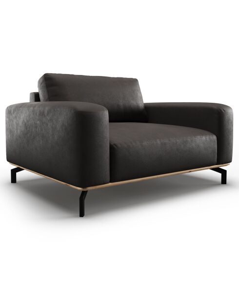 Fauteuil en Cuir Véritable Marc graphite - 154x104x84 cm
