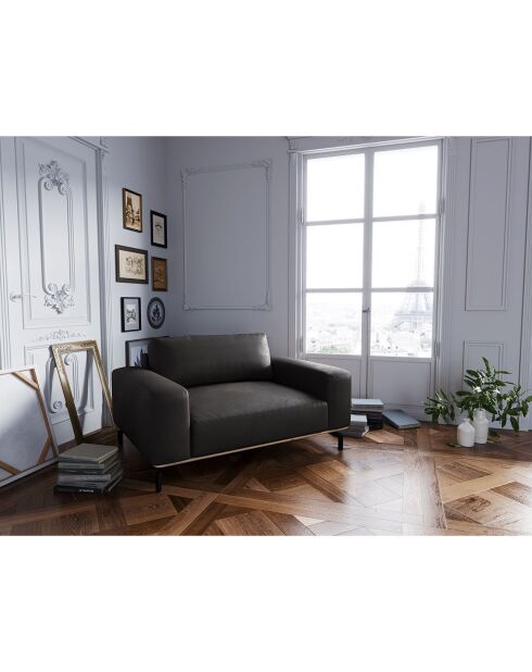 Fauteuil en Cuir Véritable Marc graphite - 154x104x84 cm