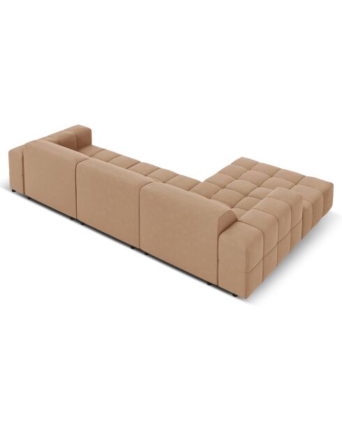Canapé d'angle gauche Velours Luc 4 Places beige foncé - 284x166x70 cm
