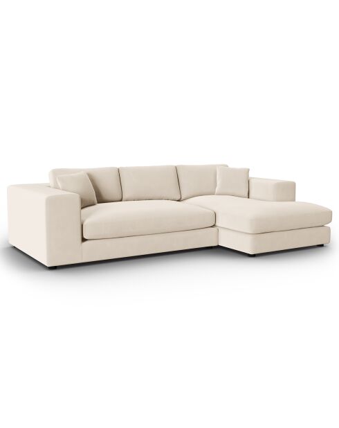 Trendy fluwelen 5-zitsbank, beige, rechter hoekbank, 282x174x72 cm