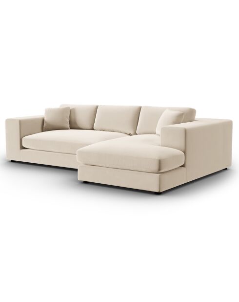 Trendy fluwelen 5-zitsbank, beige, rechter hoekbank, 282x174x72 cm