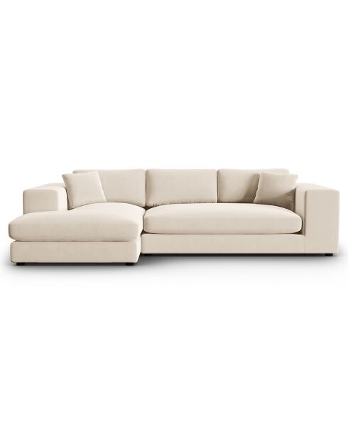 Linkes Ecksofa Velours Trendy 5 Sitzer beige - 282x174x72 cm