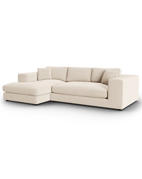 Linkes Ecksofa Velours Trendy 5 Sitzer beige - 282x174x72 cm