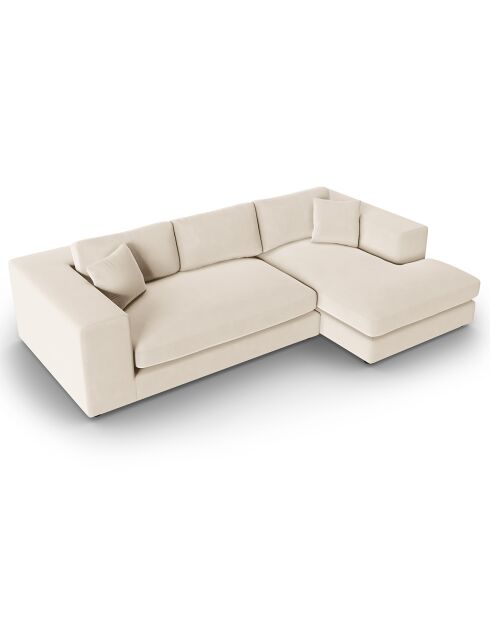 Trendy fluwelen 5-zitsbank, beige, rechter hoekbank, 282x174x72 cm