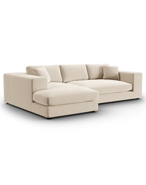 Linkes Ecksofa Velours Trendy 5 Sitzer beige - 282x174x72 cm