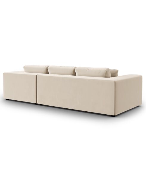 Trendy fluwelen 5-zitsbank, beige, rechter hoekbank, 282x174x72 cm