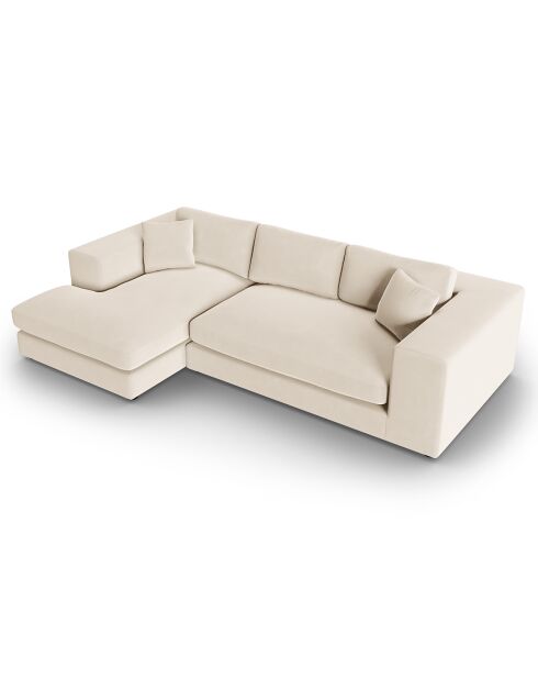 Linkes Ecksofa Velours Trendy 5 Sitzer beige - 282x174x72 cm