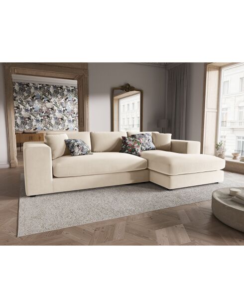 Canapé d'angle droit Velours Tendance 5 Places beige - 282x174x72 cm