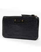 Portefeuille en Cuir d'Agneau Nina noir - 10.5x19x1 cm