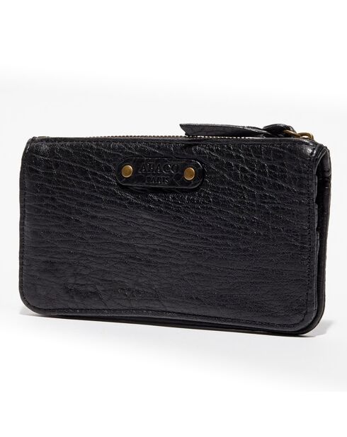 Portefeuille en Cuir d'Agneau Nina noir - 10.5x19x1 cm