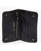 Portefeuille en Cuir d'Agneau Nina noir - 10.5x19x1 cm