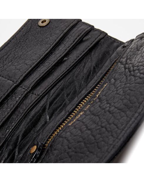 Portefeuille en Cuir d'Agneau Nina noir - 10.5x19x1 cm