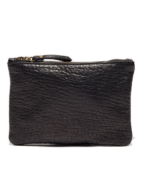 Pochette en Cuir d'Agneau Zoe noire - 20x14x3 cm