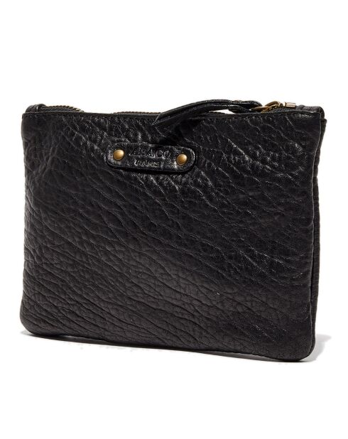 Pochette en Cuir d'Agneau Zoe noire - 20x14x3 cm