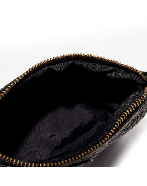 Pochette en Cuir d'Agneau Zoe noire - 20x14x3 cm