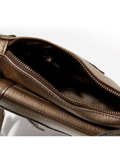 Sac en Cuir d'Agneau Giulia doré foncé - 23.5x3x19.5 cm