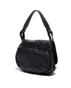 Sac épaule en Cuir d'Agneau & Python Mini Jamily noir - 25x22x7 cm