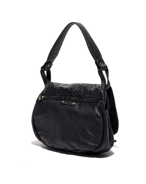 Sac épaule en Cuir d'Agneau & Python Mini Jamily noir - 25x22x7 cm