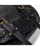 Sac épaule en Cuir d'Agneau & Python Mini Jamily noir - 25x22x7 cm