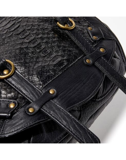 Sac épaule en Cuir d'Agneau & Python Mini Jamily noir - 25x22x7 cm