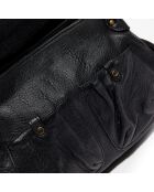 Sac épaule en Cuir d'Agneau & Python Mini Jamily noir - 25x22x7 cm