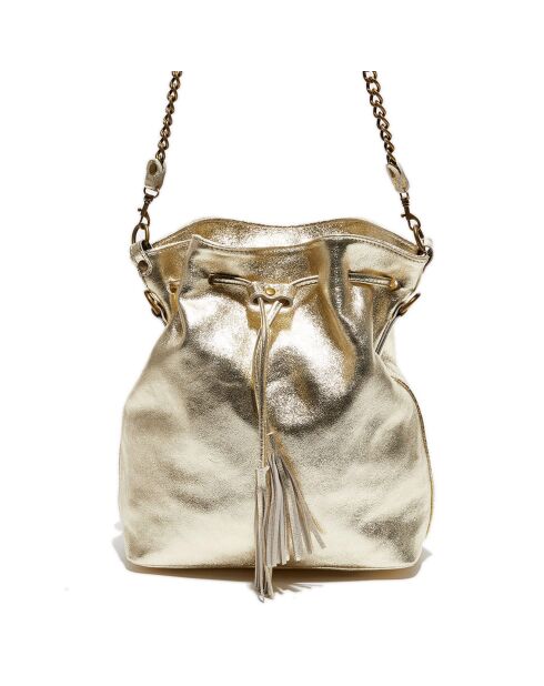 Sac seau en Cuir Malia doré - 24x13x28 cm