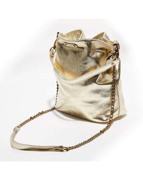 Sac seau en Cuir Malia doré - 24x13x28 cm