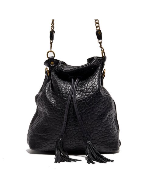 Sac seau en Cuir Bubble Malia noir - 24x13x28 cm