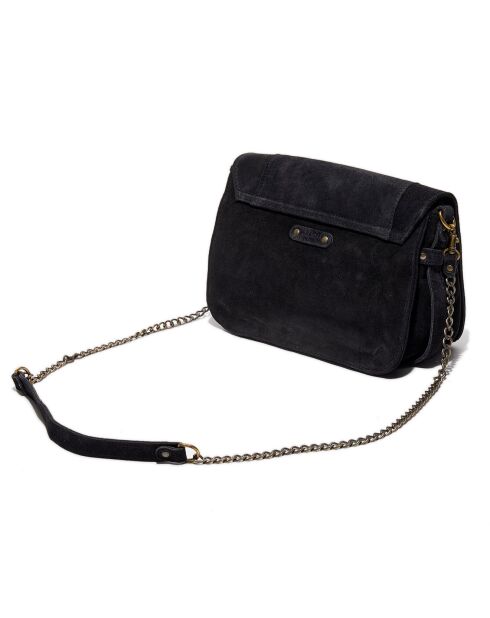 Sac bandoulière en Velours de Cuir Seren Chaîne noir - 23.5x10x17 cm