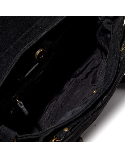 Sac bandoulière en Velours de Cuir Seren Chaîne noir - 23.5x10x17 cm