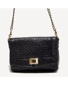 Sac bandoulière  en Cuir d'Agneau Gaby noire - 21x15x7 cm