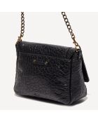 Sac bandoulière  en Cuir d'Agneau Gaby noire - 21x15x7 cm