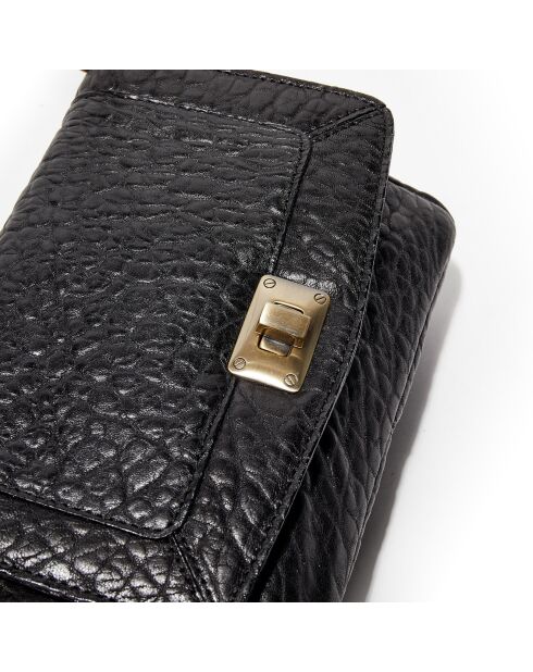 Sac bandoulière  en Cuir d'Agneau Gaby noire - 21x15x7 cm