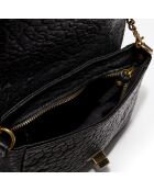 Sac bandoulière  en Cuir d'Agneau Gaby noire - 21x15x7 cm