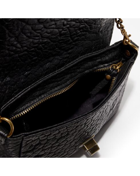 Sac bandoulière  en Cuir d'Agneau Gaby noire - 21x15x7 cm