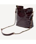 Sac porté épaule en Cuir croco Malia bordeaux - 24x13x28 cm