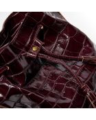 Sac porté épaule en Cuir croco Malia bordeaux - 24x13x28 cm