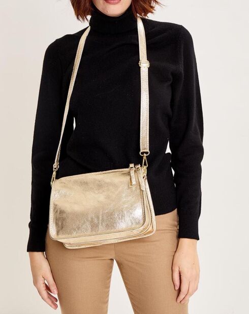 Bolso de hombro Vero de piel dorada - 25x18,5x12 cm