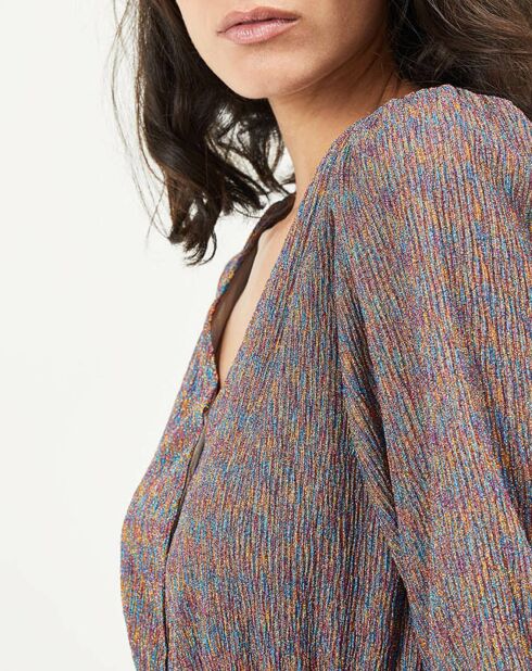 Robe Plumetis pailletée rose/multicolore