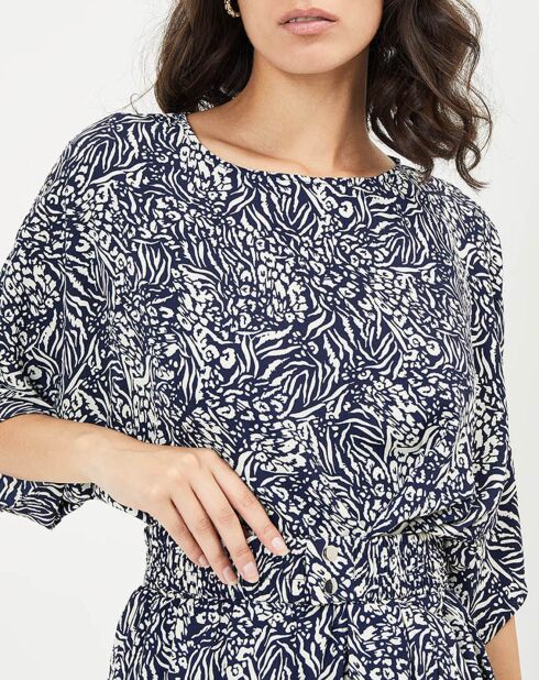 Robe Forest imprimée marine/écru