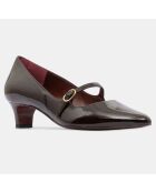 Ballerines en Cuir verni marron foncé