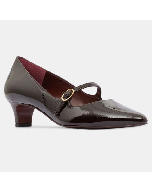 Ballerines en Cuir verni marron foncé